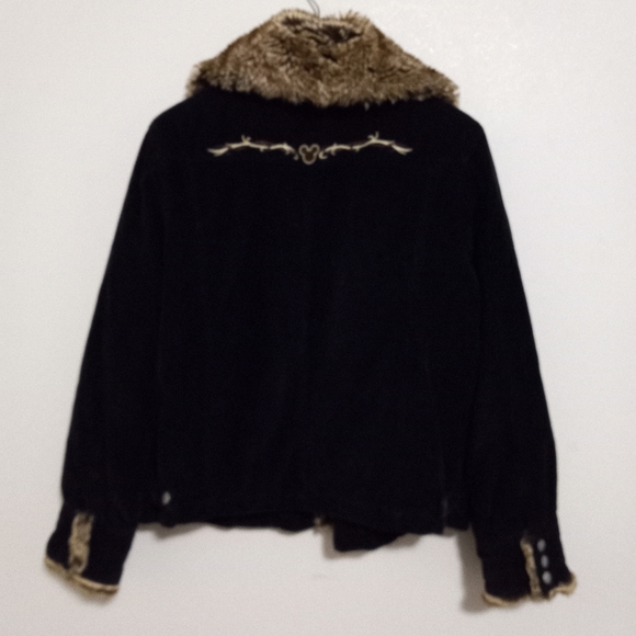Disney Jackets & Blazers - Disneyland Resort L Corduroy Fur Trim Snap Park Jacket in Black Brown